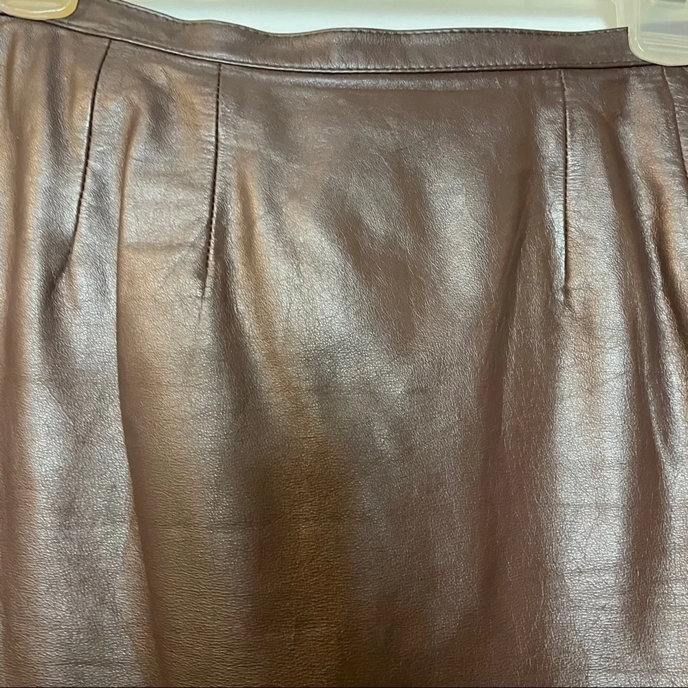 Matters of Degrees 100% Leather Brown Lined Skirt